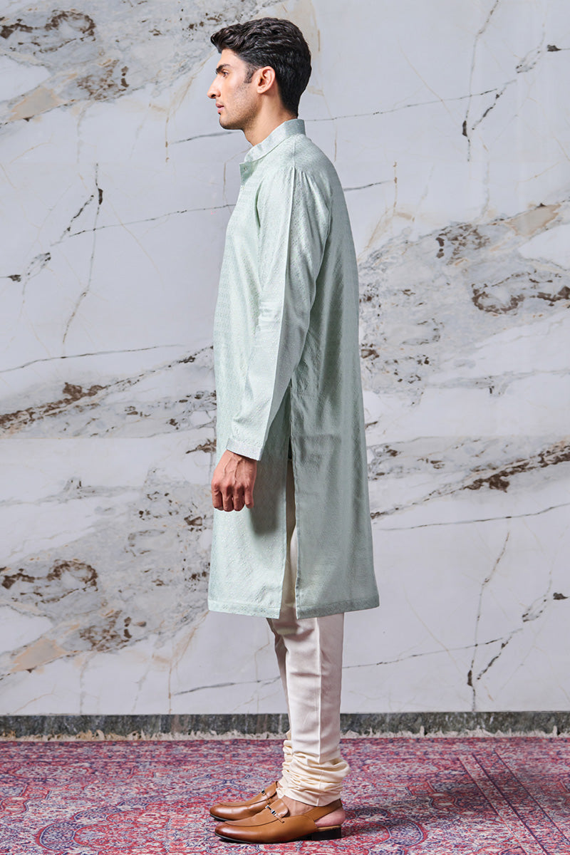 Light Green Jacquard Kurta Set