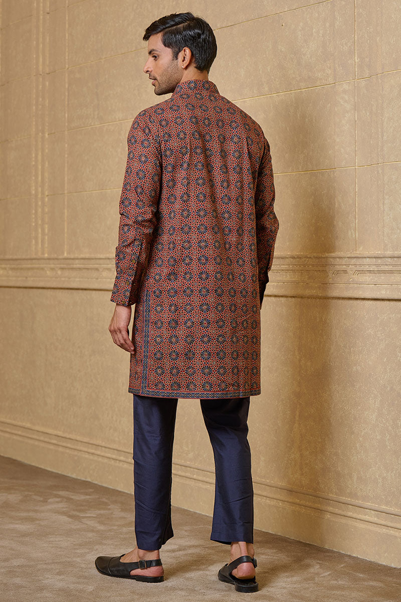 Maroon Printed Shirt Style Kurta Set