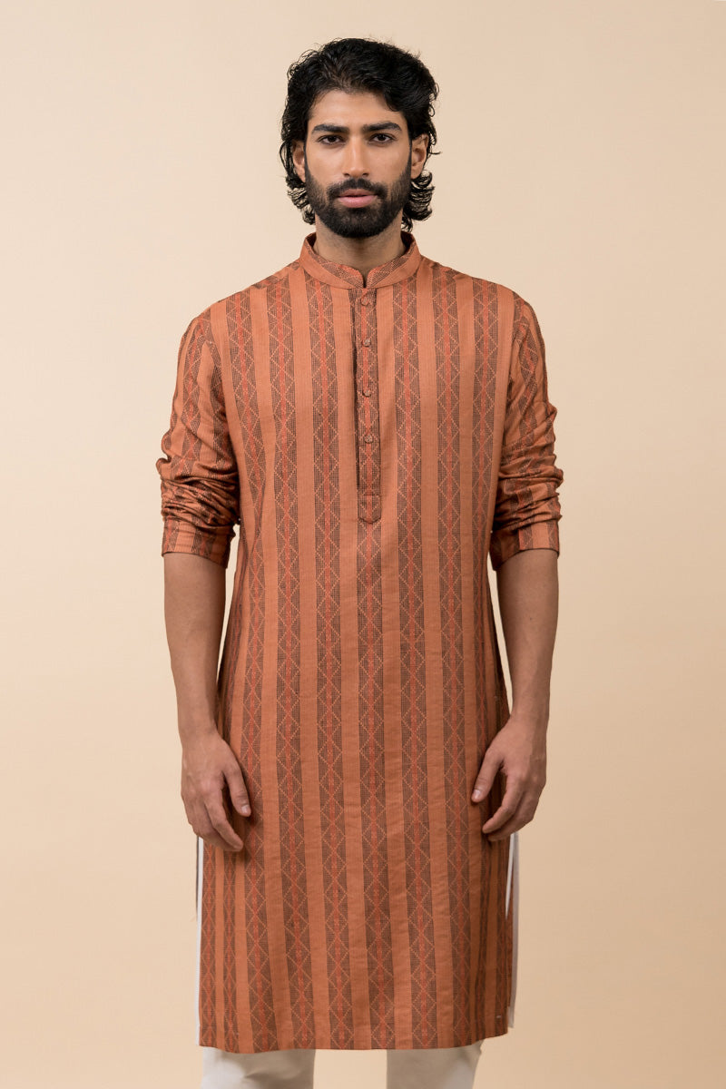 Rust Kurta Set With Jaali Detailing