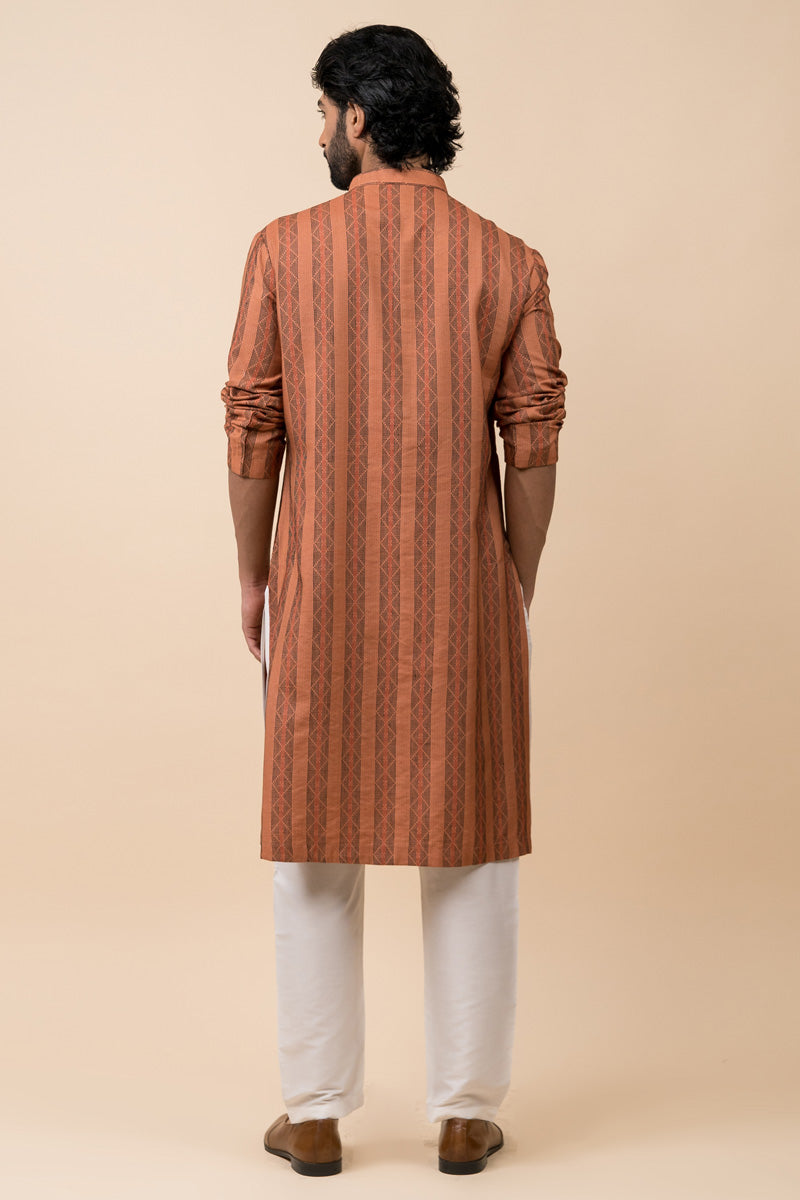 Rust Kurta Set With Jaali Detailing