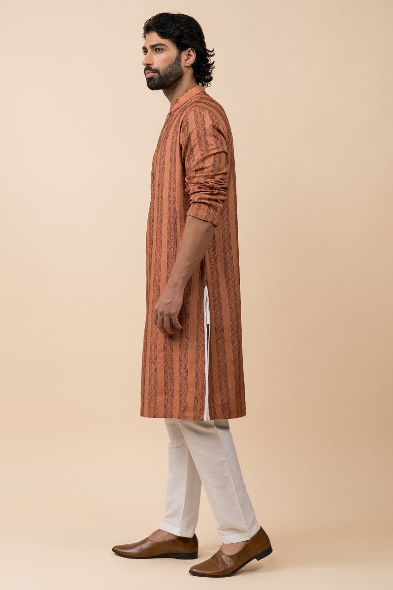 Rust Kurta Set With Jaali Detailing