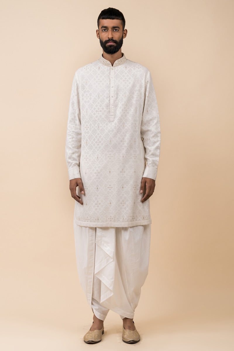 Ivory Festive Jacquard Kurta Set