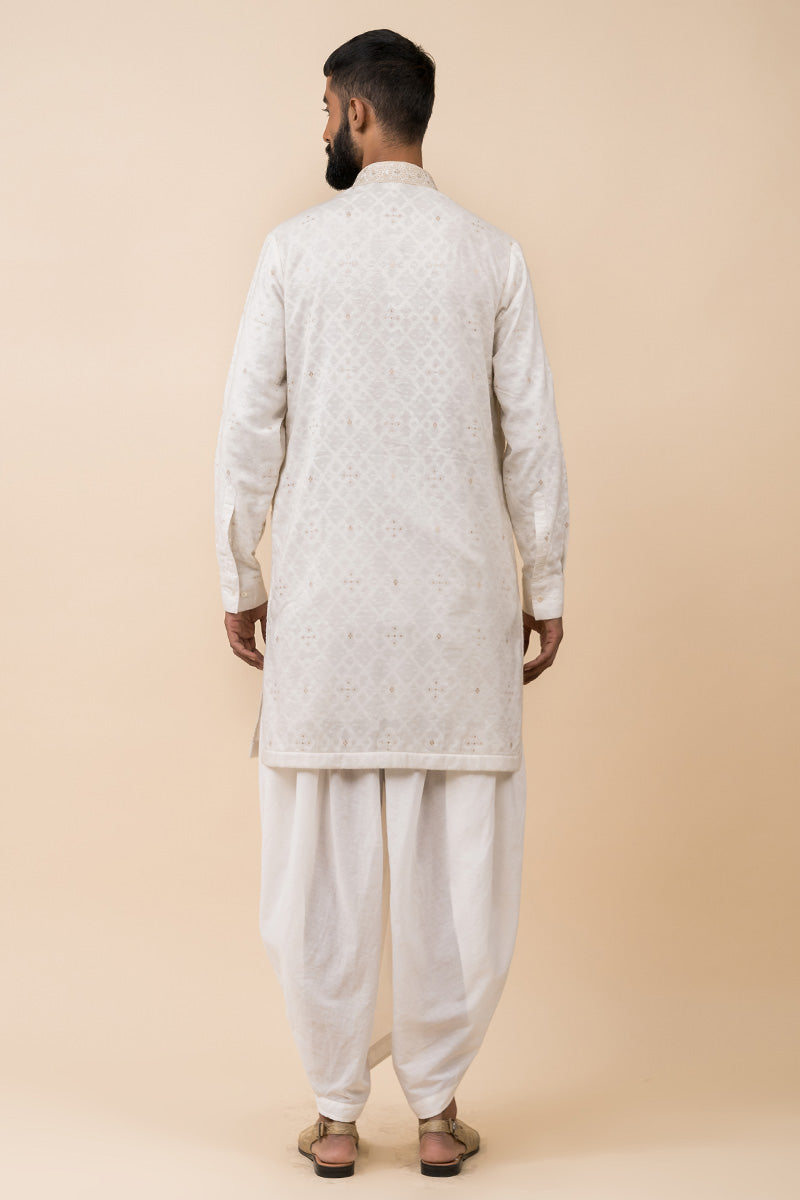 Ivory Festive Jacquard Kurta Set