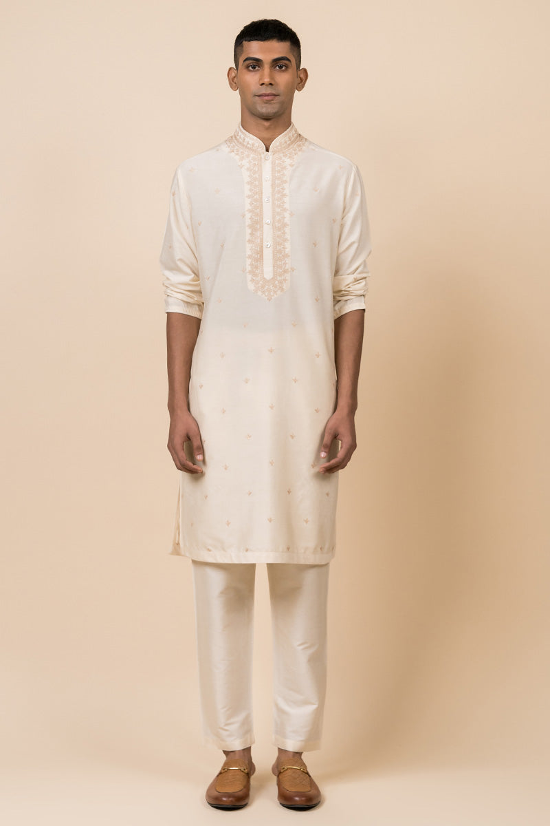 Ivory All Over Embroidered Kurta Set