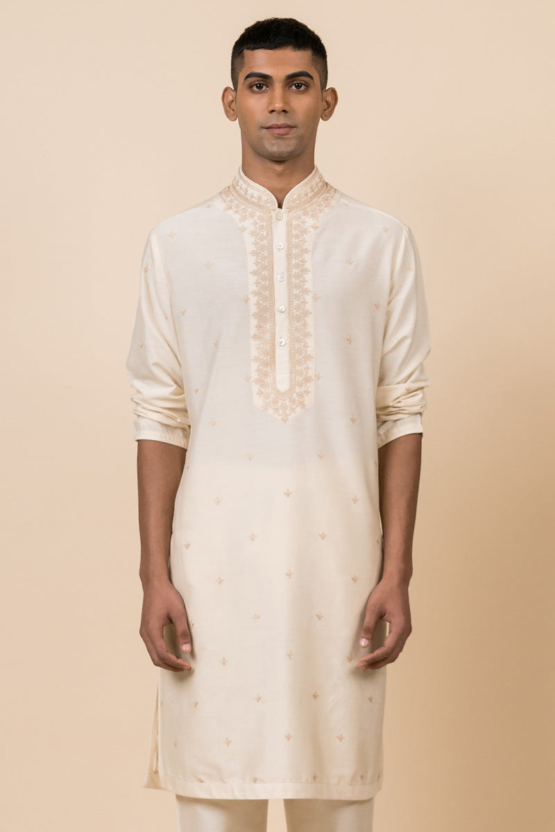 Ivory All Over Embroidered Kurta Set