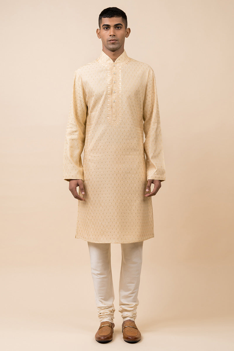 Orange Textured Kurta Set