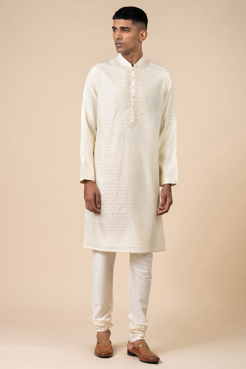 Ivory Textured Kurta Set