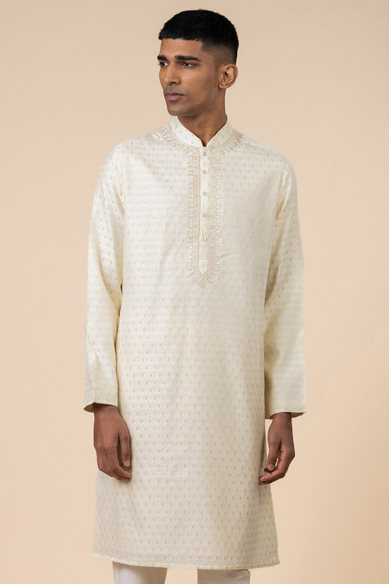 Ivory Textured Kurta Set