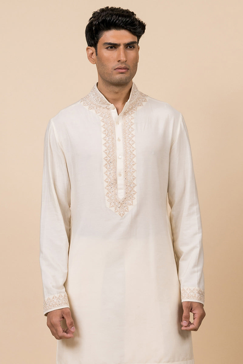 Ivory Kurta Set With Swarovski Detailing