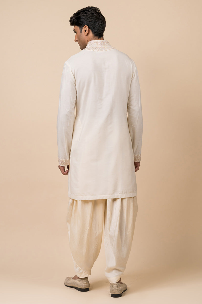 Ivory Kurta Set With Swarovski Detailing