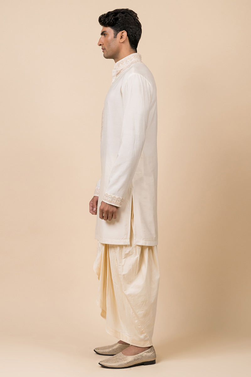 Ivory Kurta Set With Swarovski Detailing