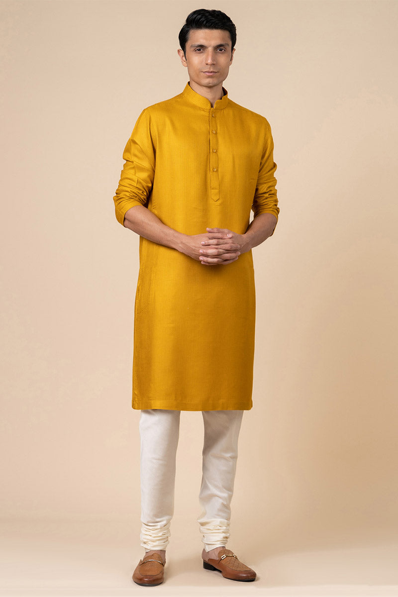 Yellow Ochre Jacquard Kurta Set