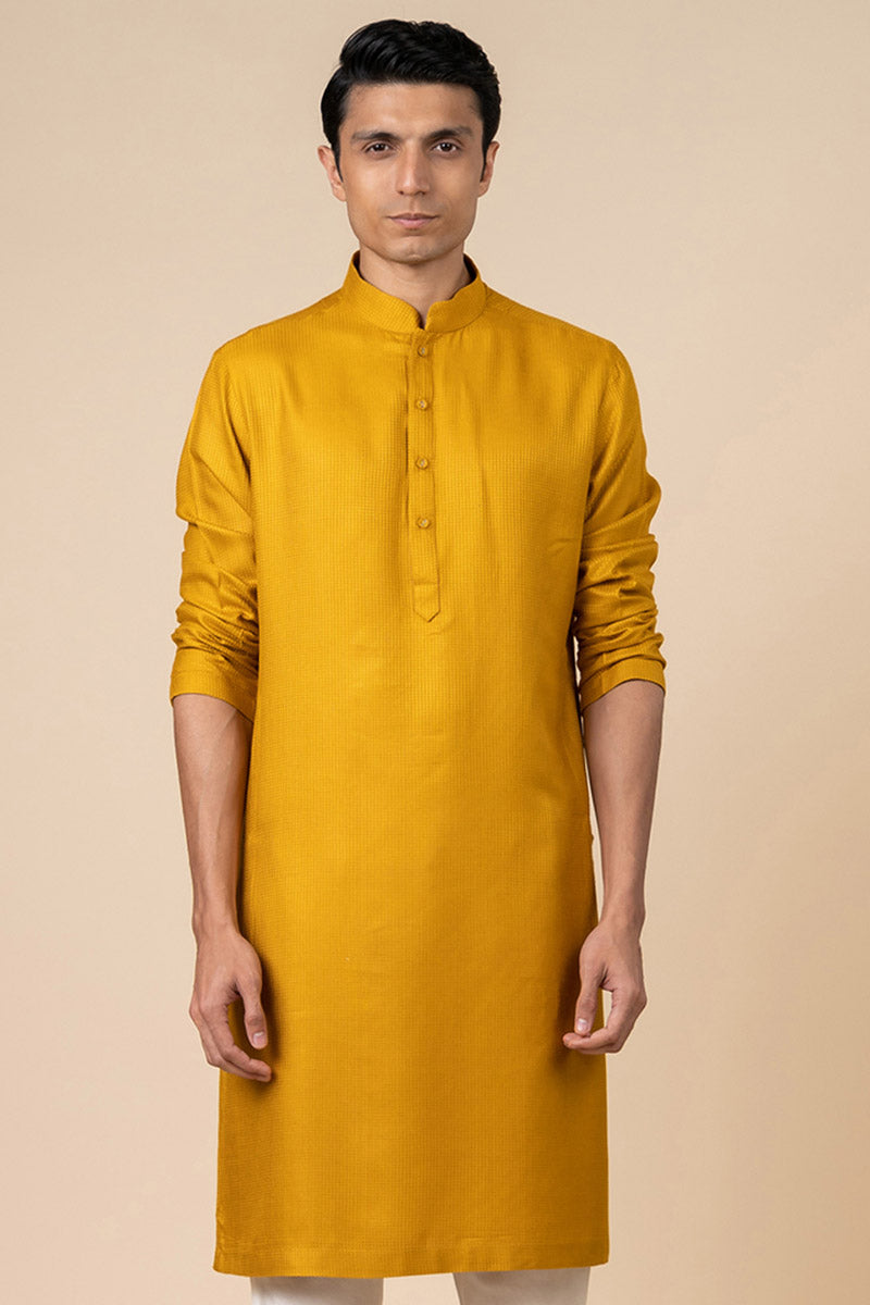 Yellow Ochre Jacquard Kurta Set