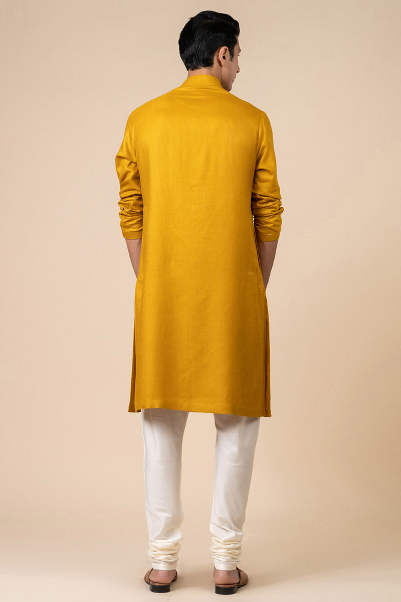 Yellow Ochre Jacquard Kurta Set