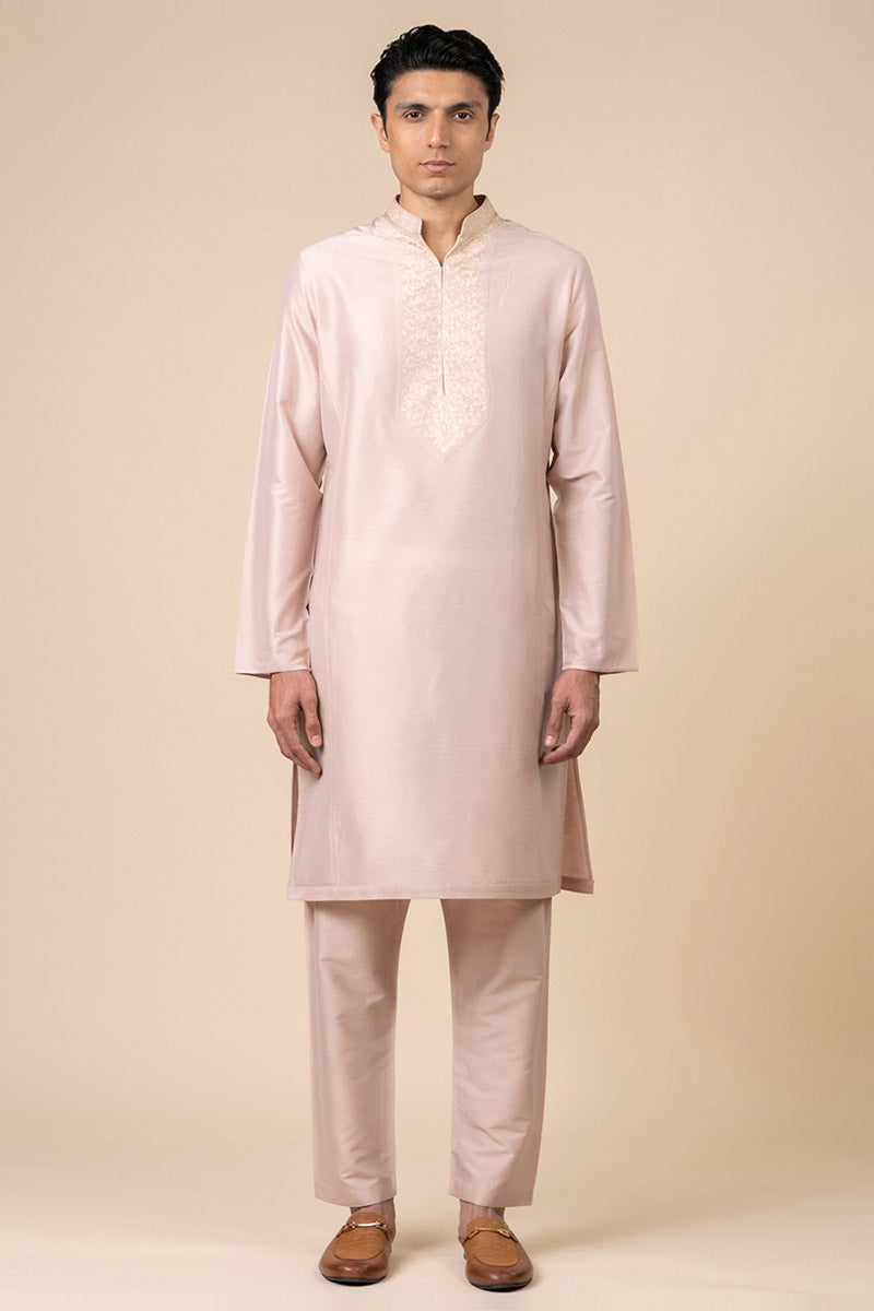 Pink Kurta Set with Resham Aari Embroidery