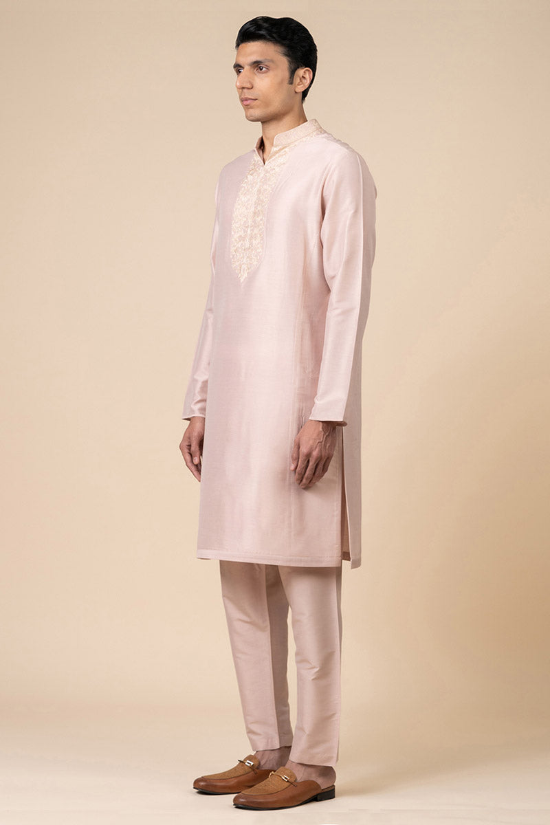 Pink Kurta Set with Resham Aari Embroidery