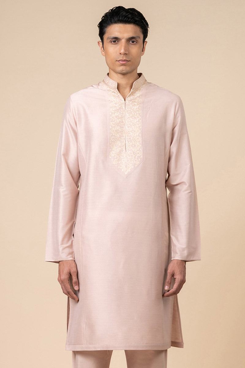 Pink Kurta Set with Resham Aari Embroidery