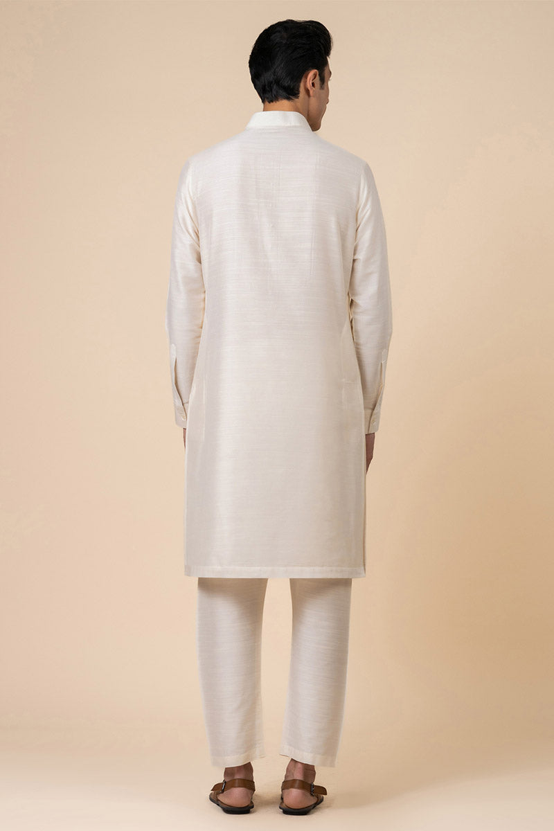 Ivory Kurta Set with Pintuck Yoke Detailing