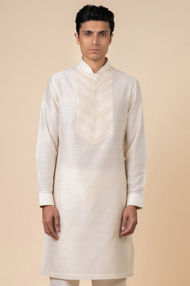 Ivory Kurta Set with Pintuck Yoke Detailing