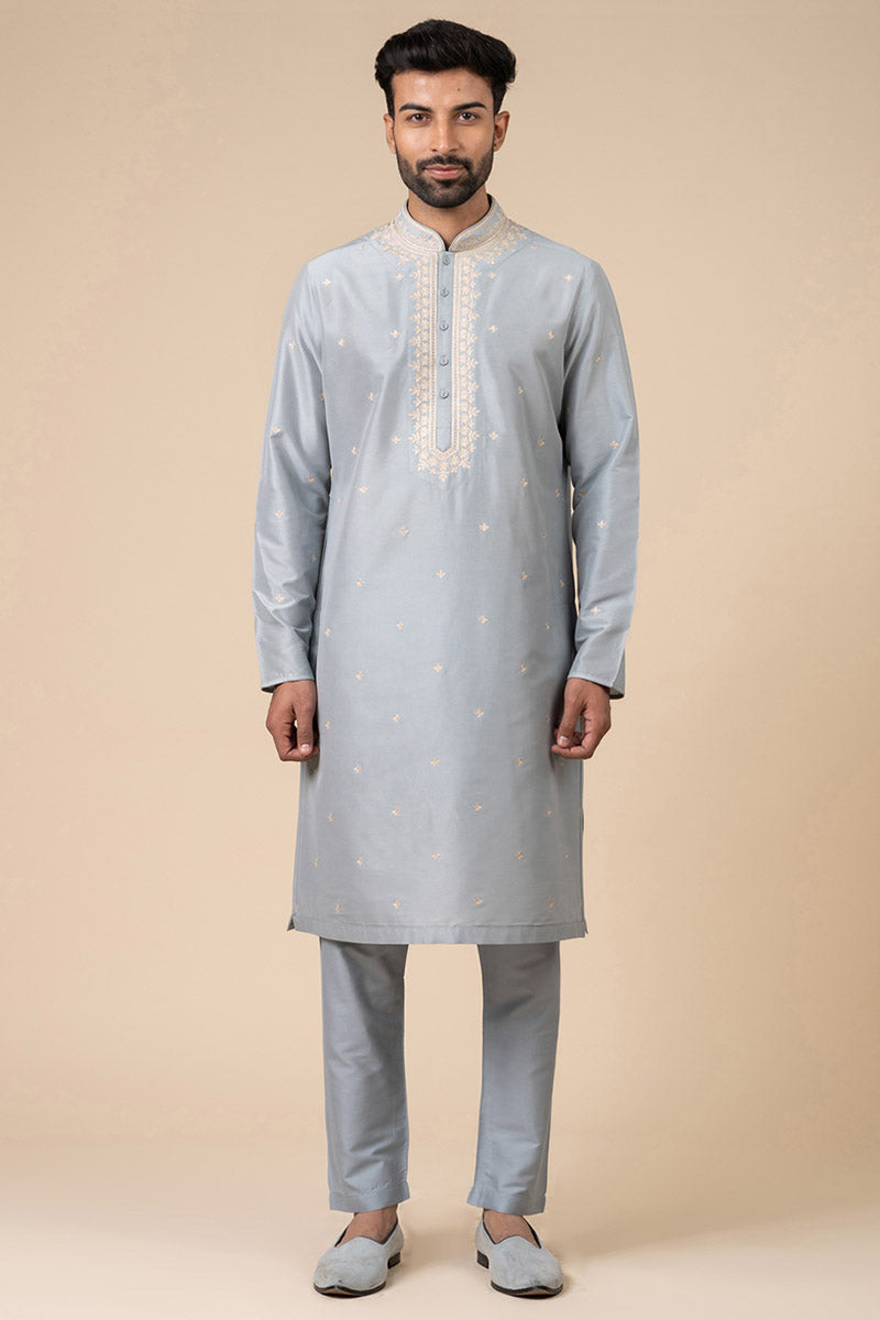 Light Blue All Over Embroidered Kurta Set