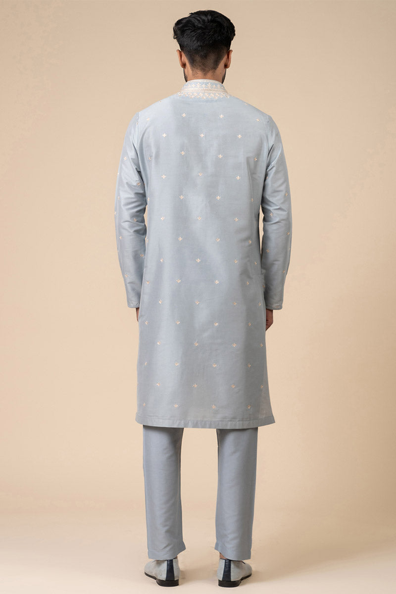 Light Blue All Over Embroidered Kurta Set