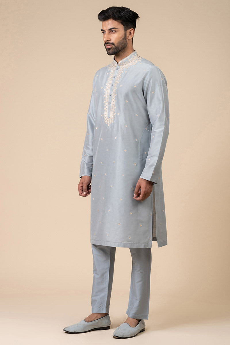 Light Blue All Over Embroidered Kurta Set