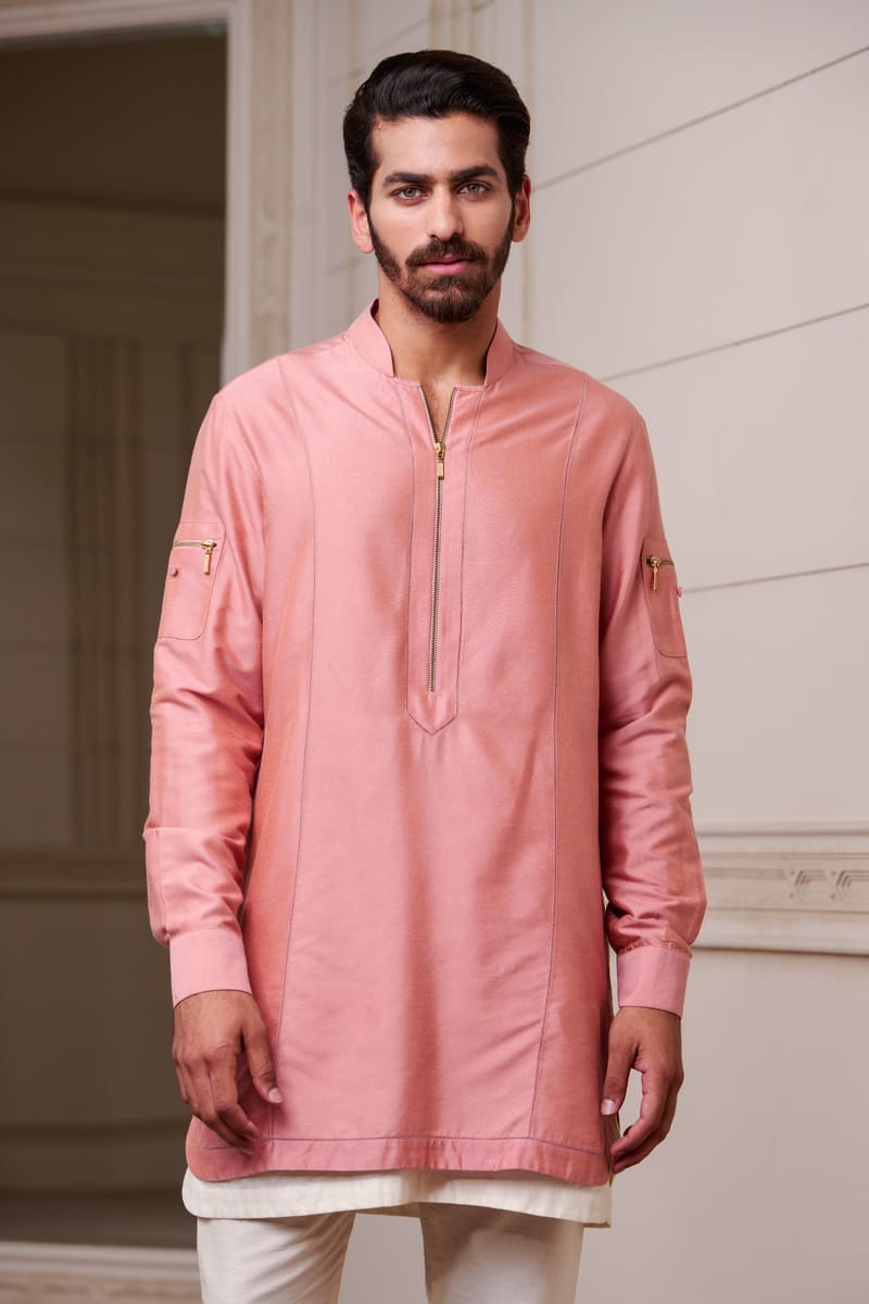 Pink Kurta Set With Jaali Detailing