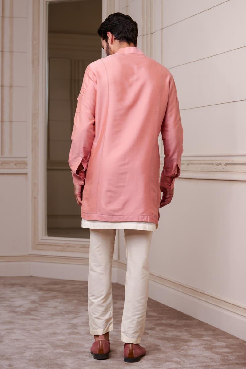 Pink Kurta Set With Jaali Detailing