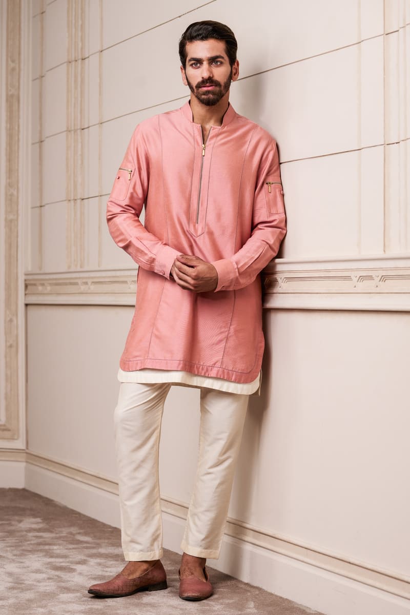 Pink Kurta Set With Jaali Detailing