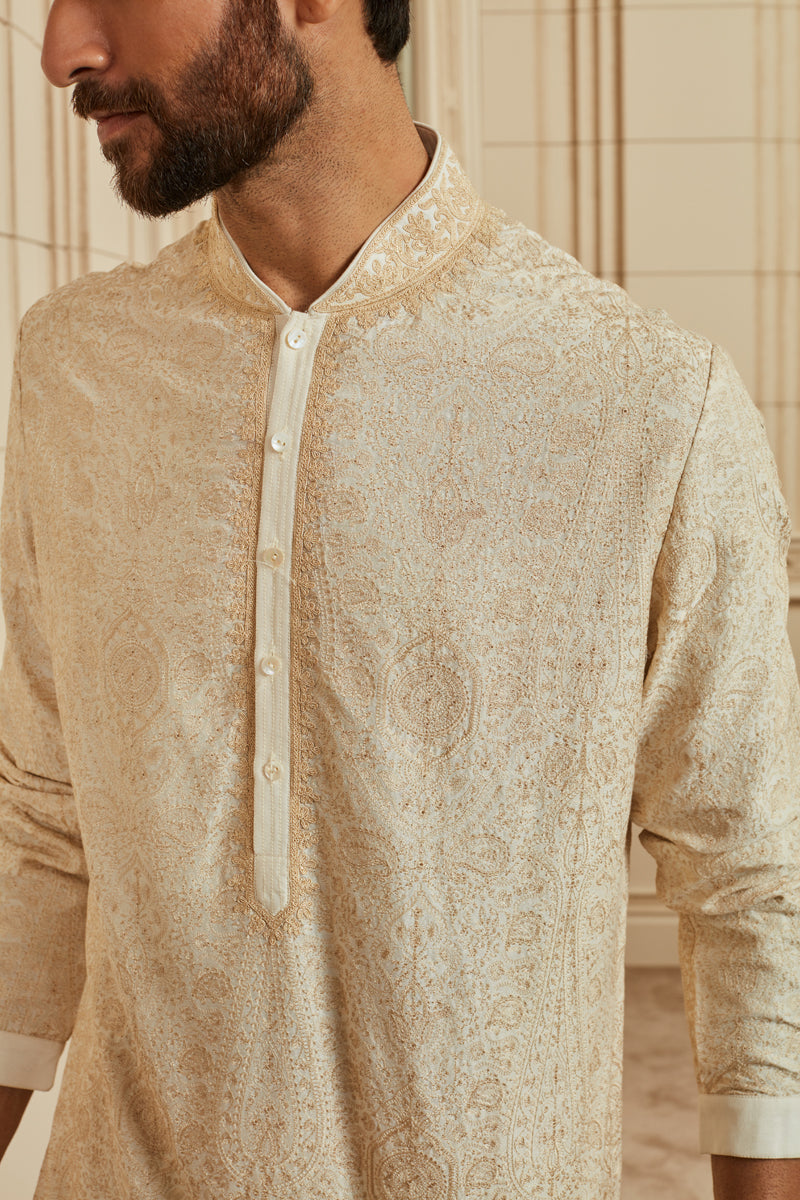 Ivory Thread Embroidered Kurta Set