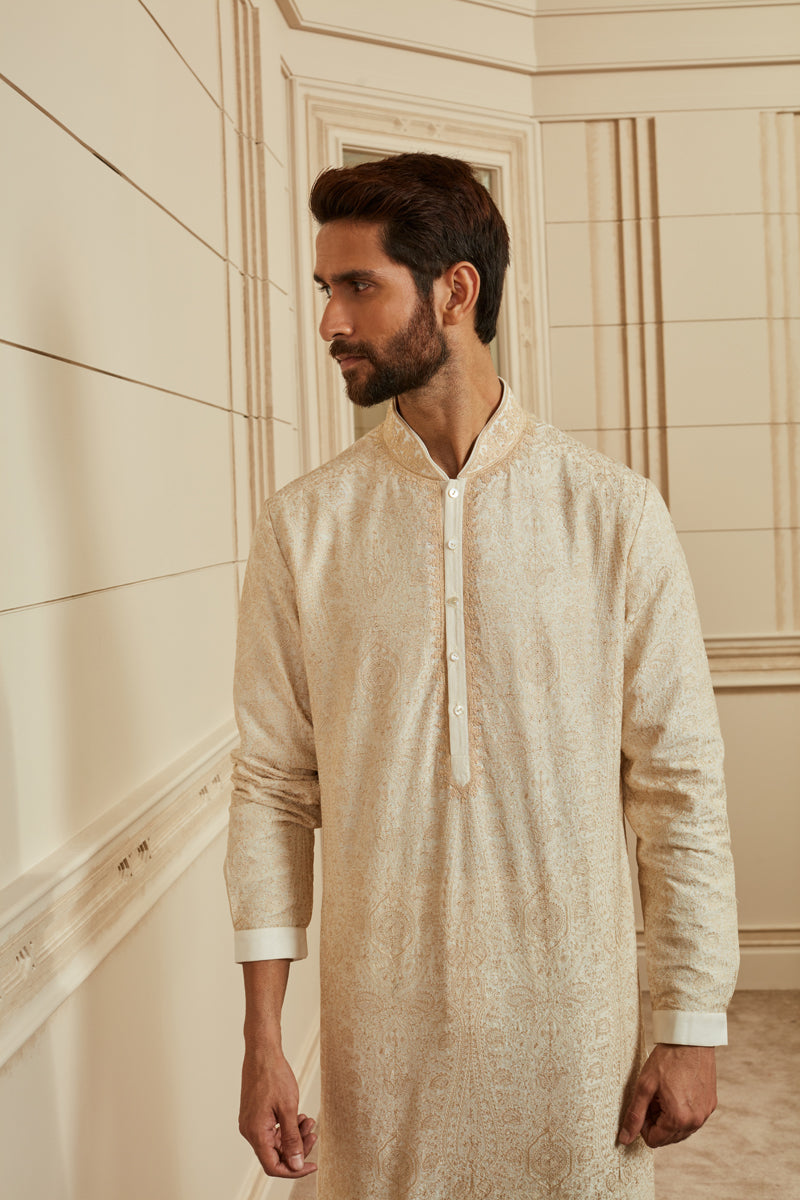 Ivory Thread Embroidered Kurta Set