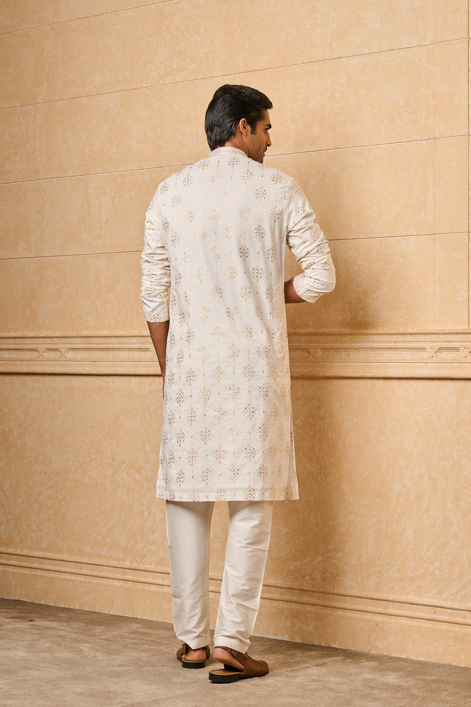 White Cotton Embroidered Kurta Set