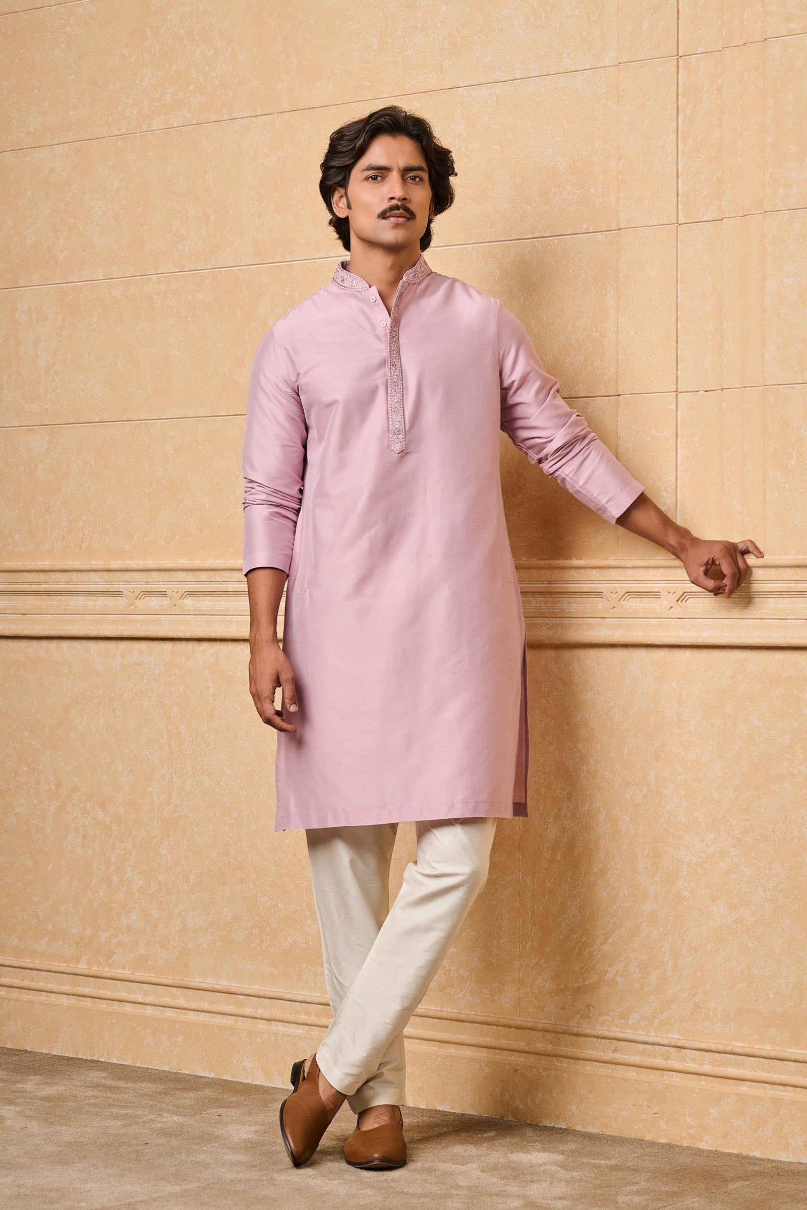 Lilac Embroidered Kurta Set