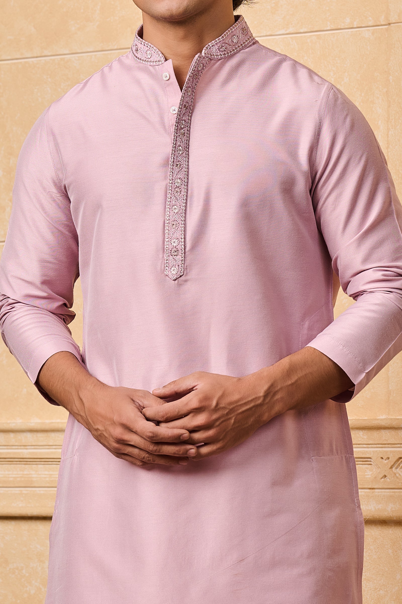 Lilac Embroidered Kurta Set