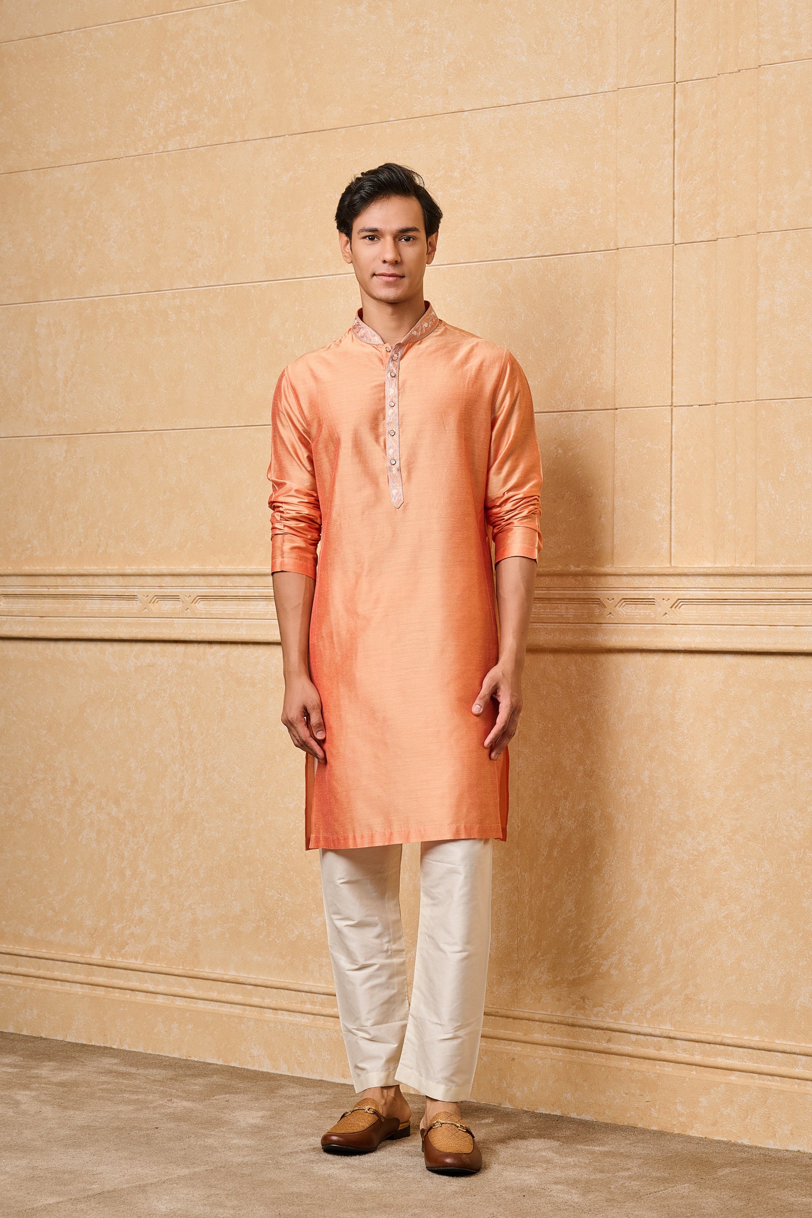 Peach Embroidered Kurta Set