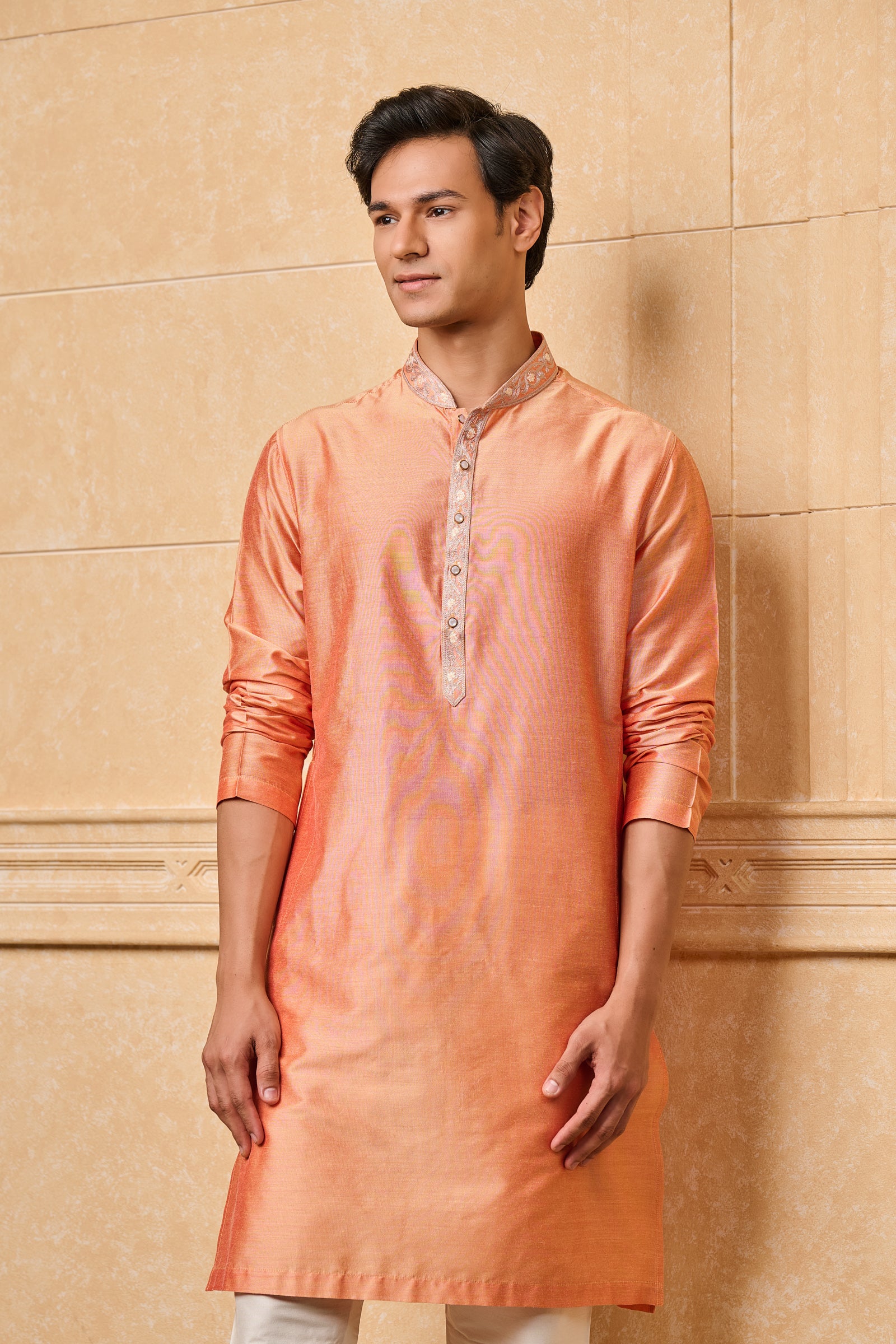 Peach Embroidered Kurta Set