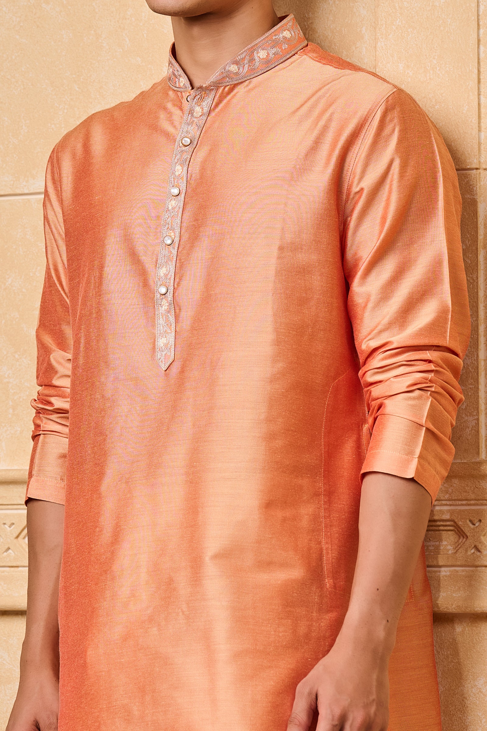 Peach Embroidered Kurta Set