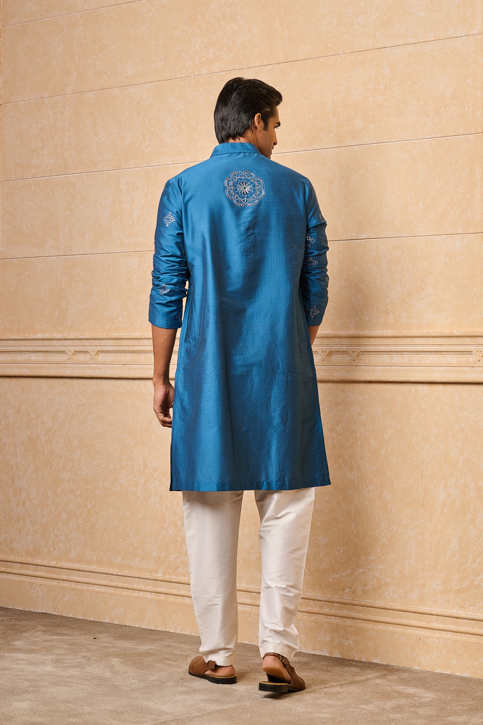 Blue All Over Embroidered Kurta Set