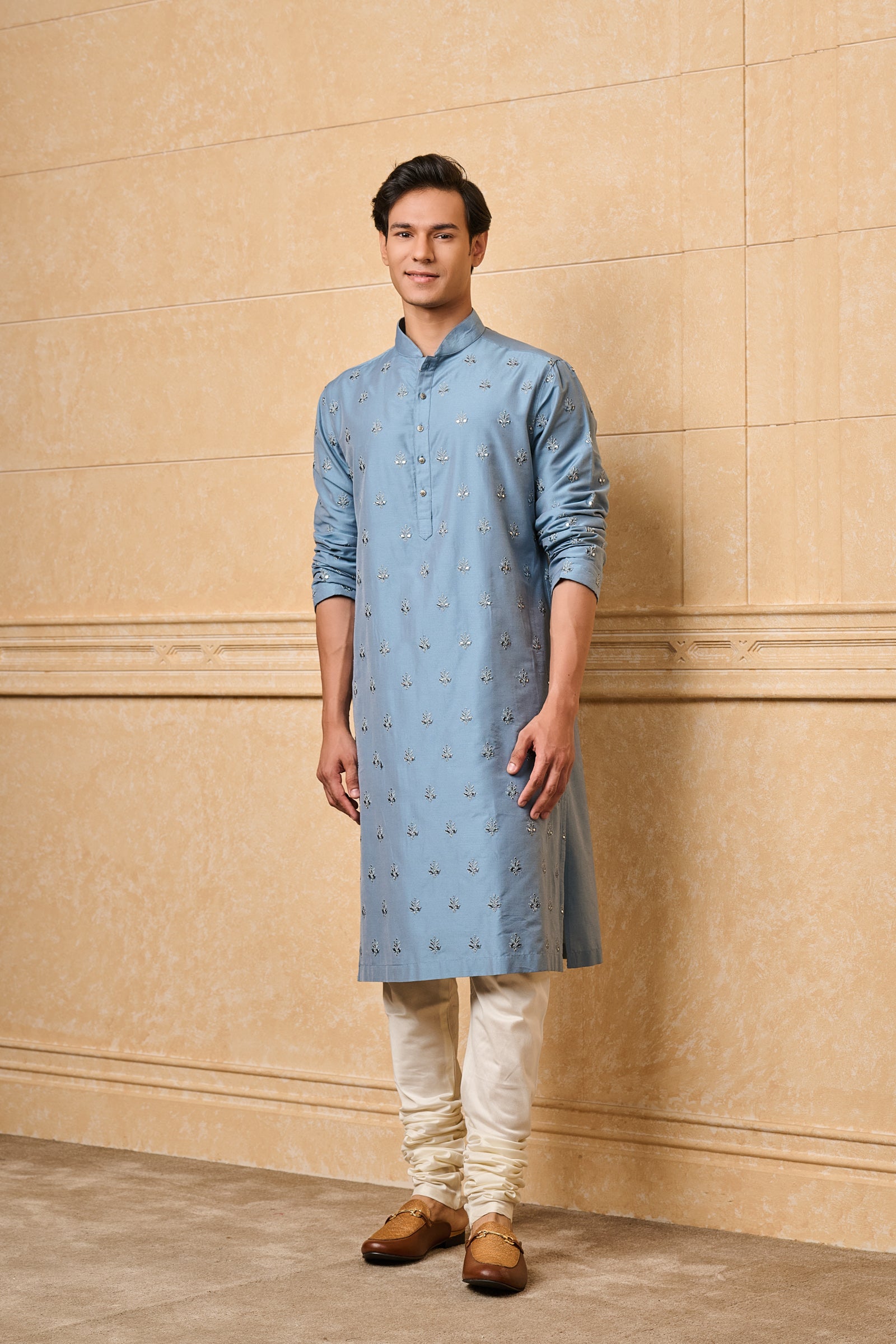 Light Blue All Over Embroidered Kurta Set