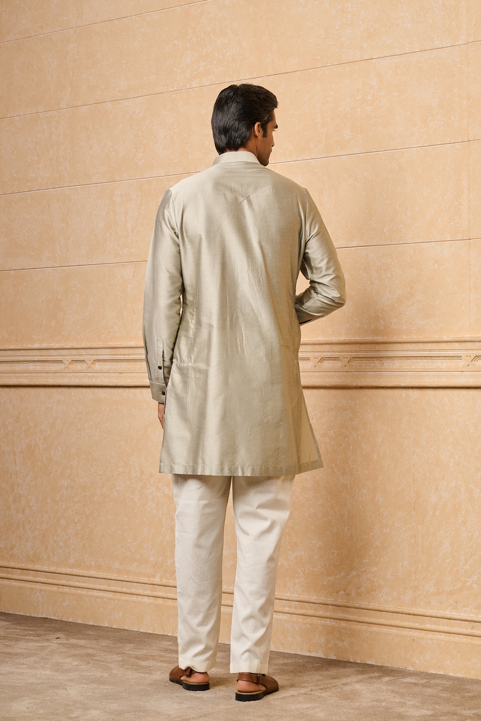 Light Grey Faux Layered Kurta Set