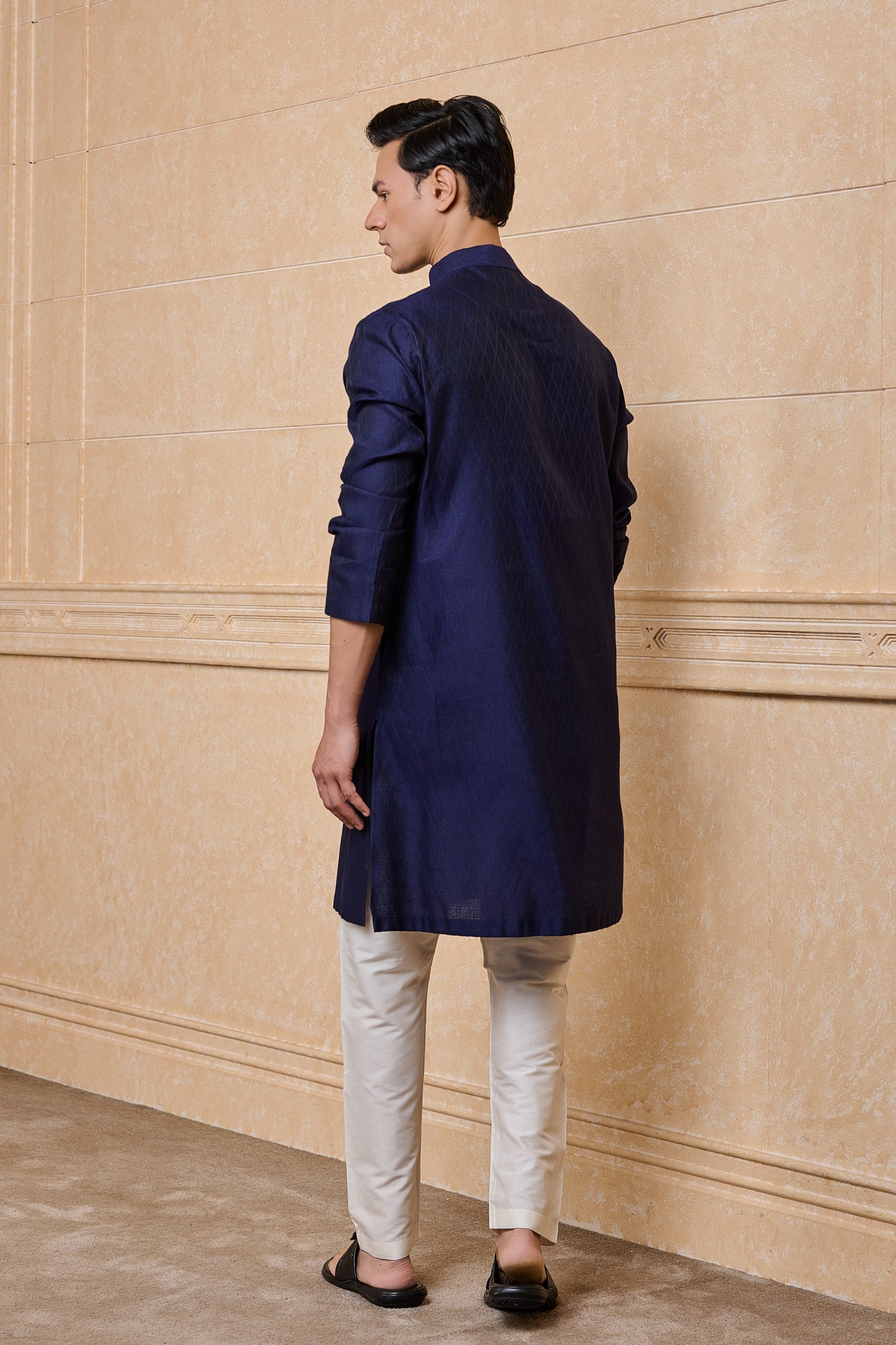 Navy Classic Jacquard Kurta Set