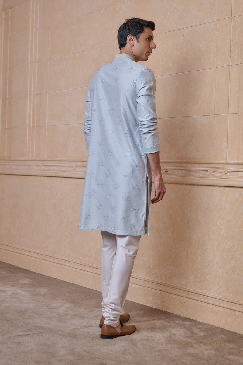 Light Blue All Over Chanderi Embroidered Kurta Set