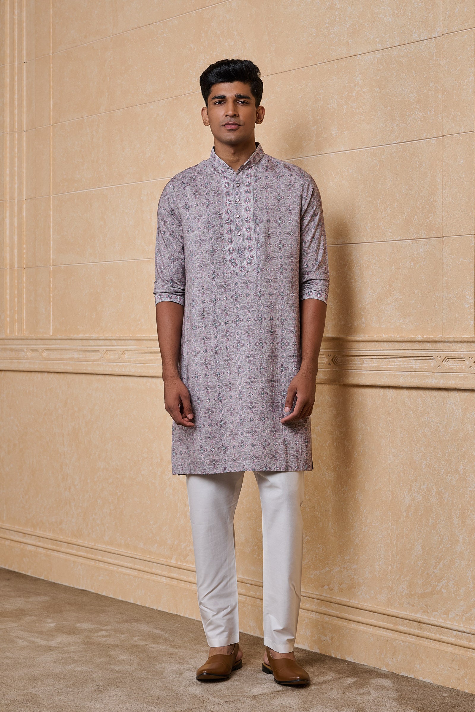 Multi-coloured Kurta Set With Mirror Yoke Detailing