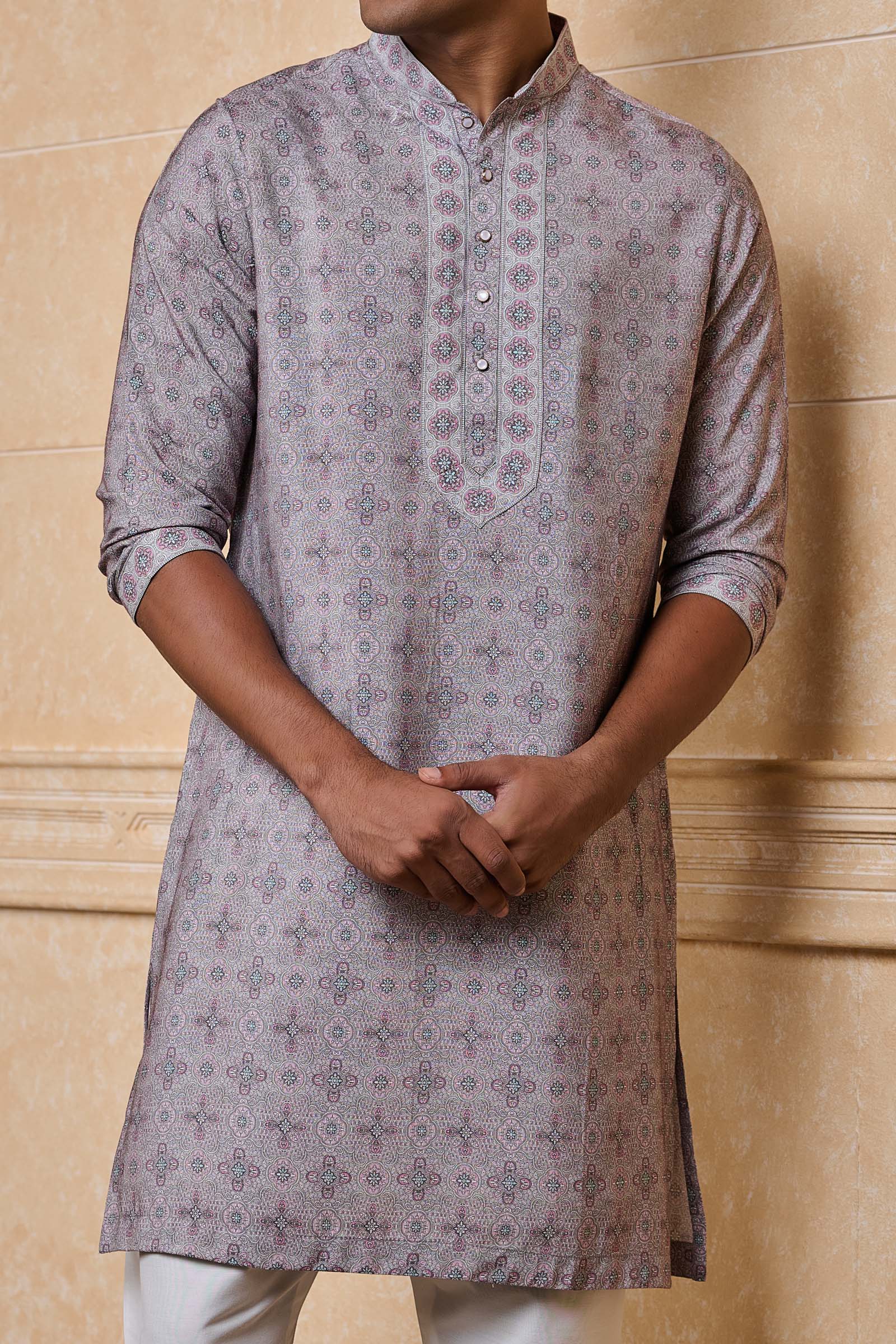 Multi-coloured Kurta Set With Mirror Yoke Detailing