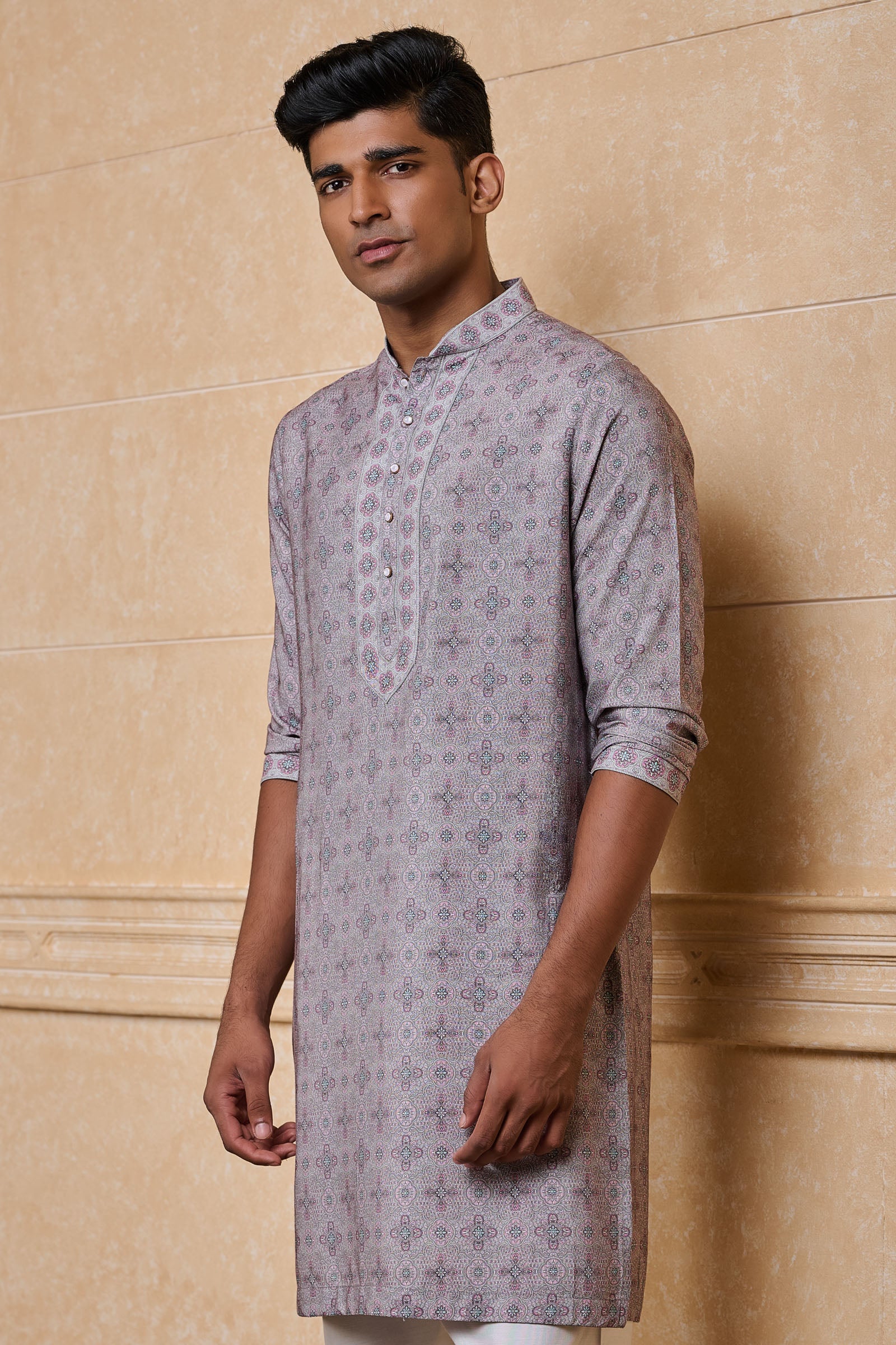 Multi-coloured Kurta Set With Mirror Yoke Detailing