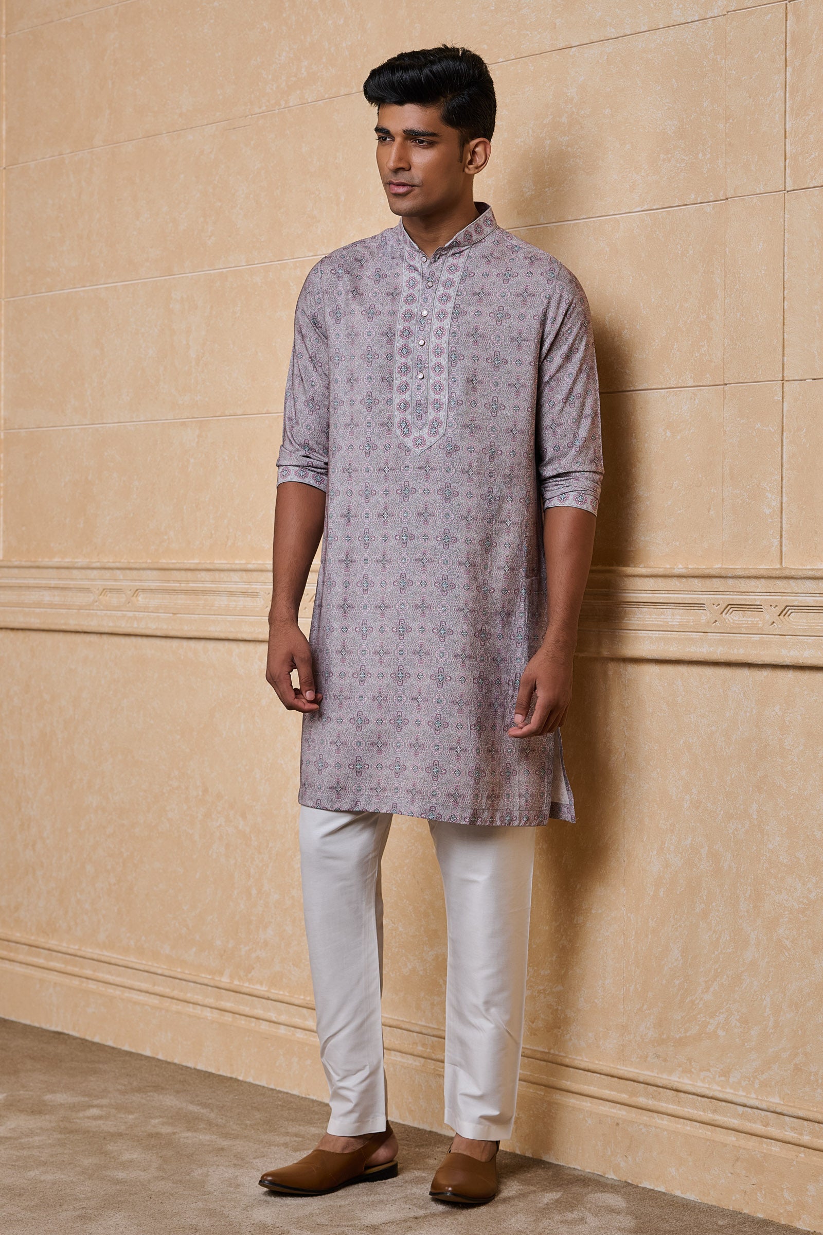 Multi-coloured Kurta Set With Mirror Yoke Detailing