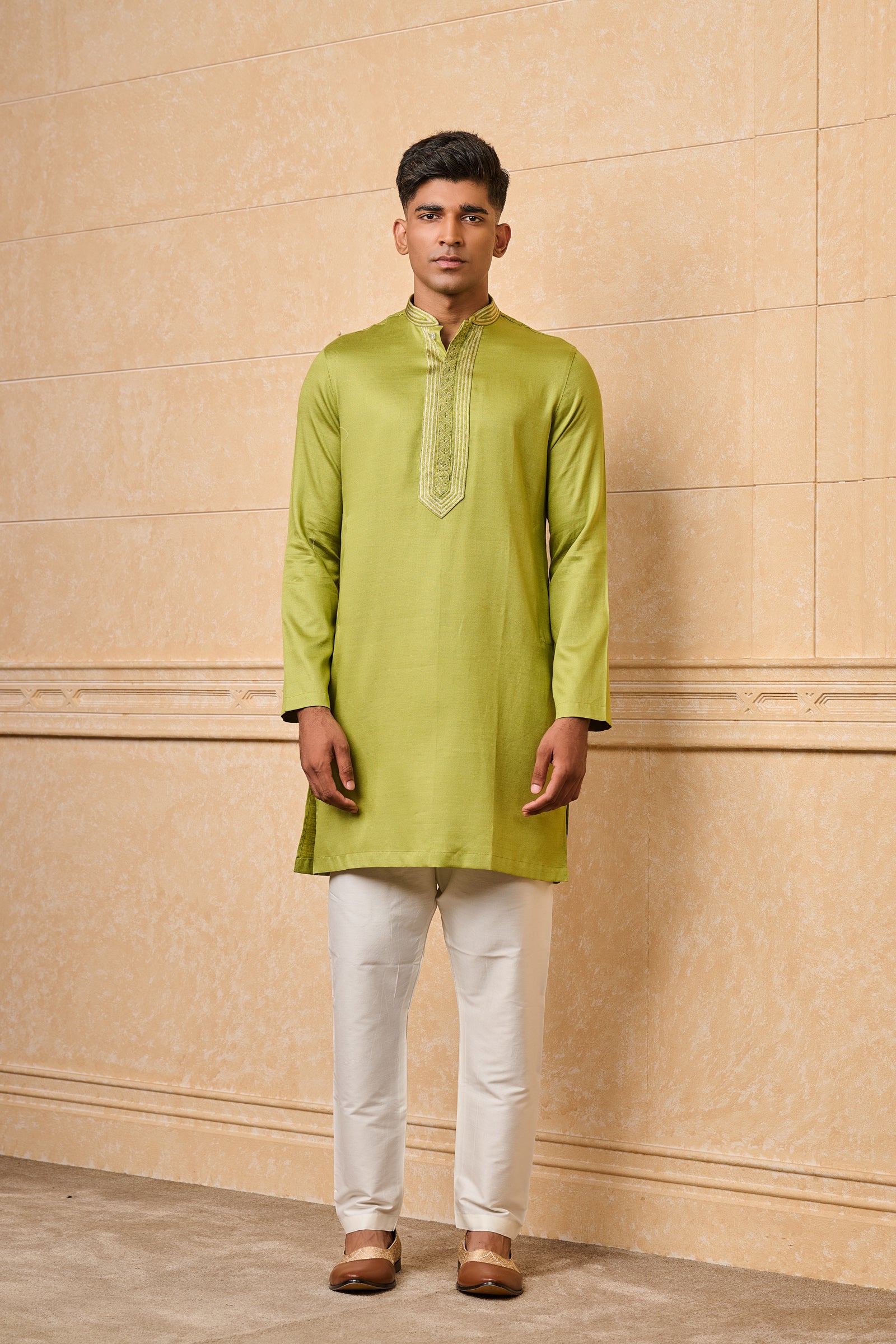 Light Green Embroidered Jacquard Kurta Set