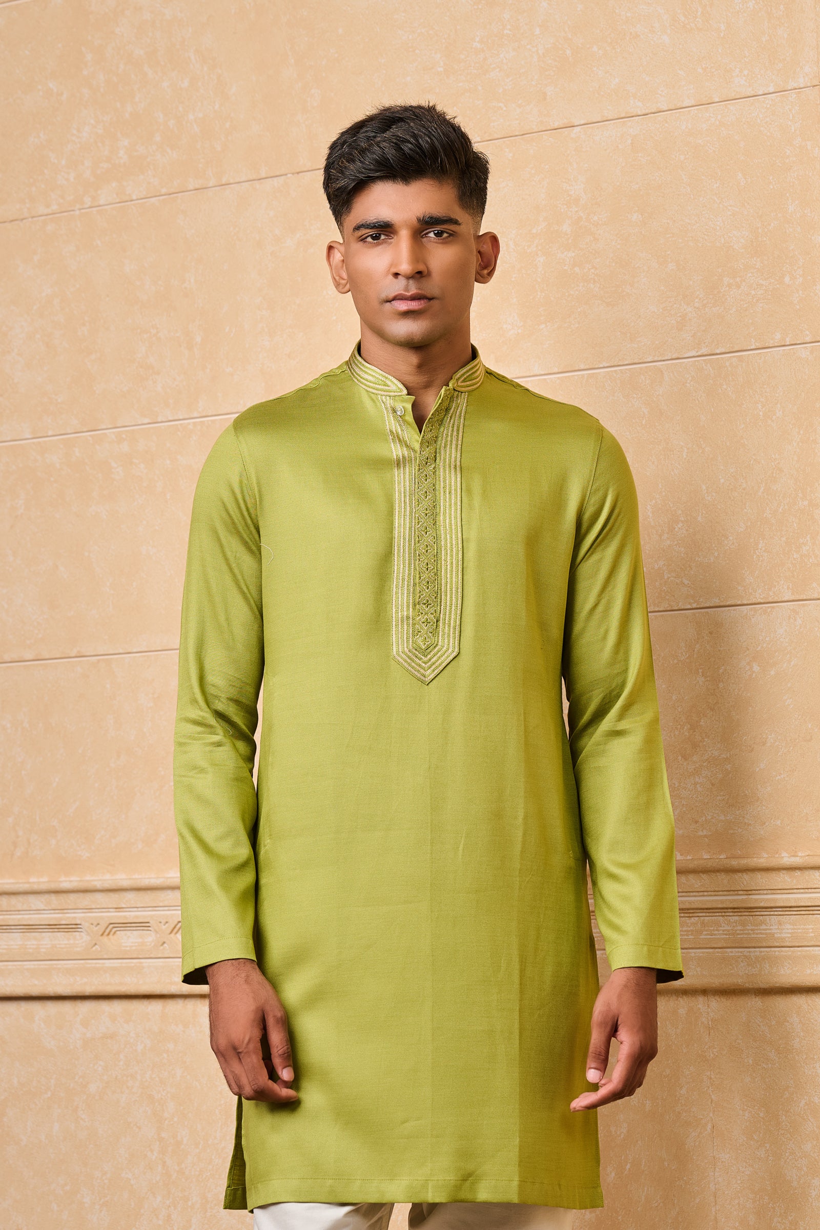 Light Green Embroidered Jacquard Kurta Set