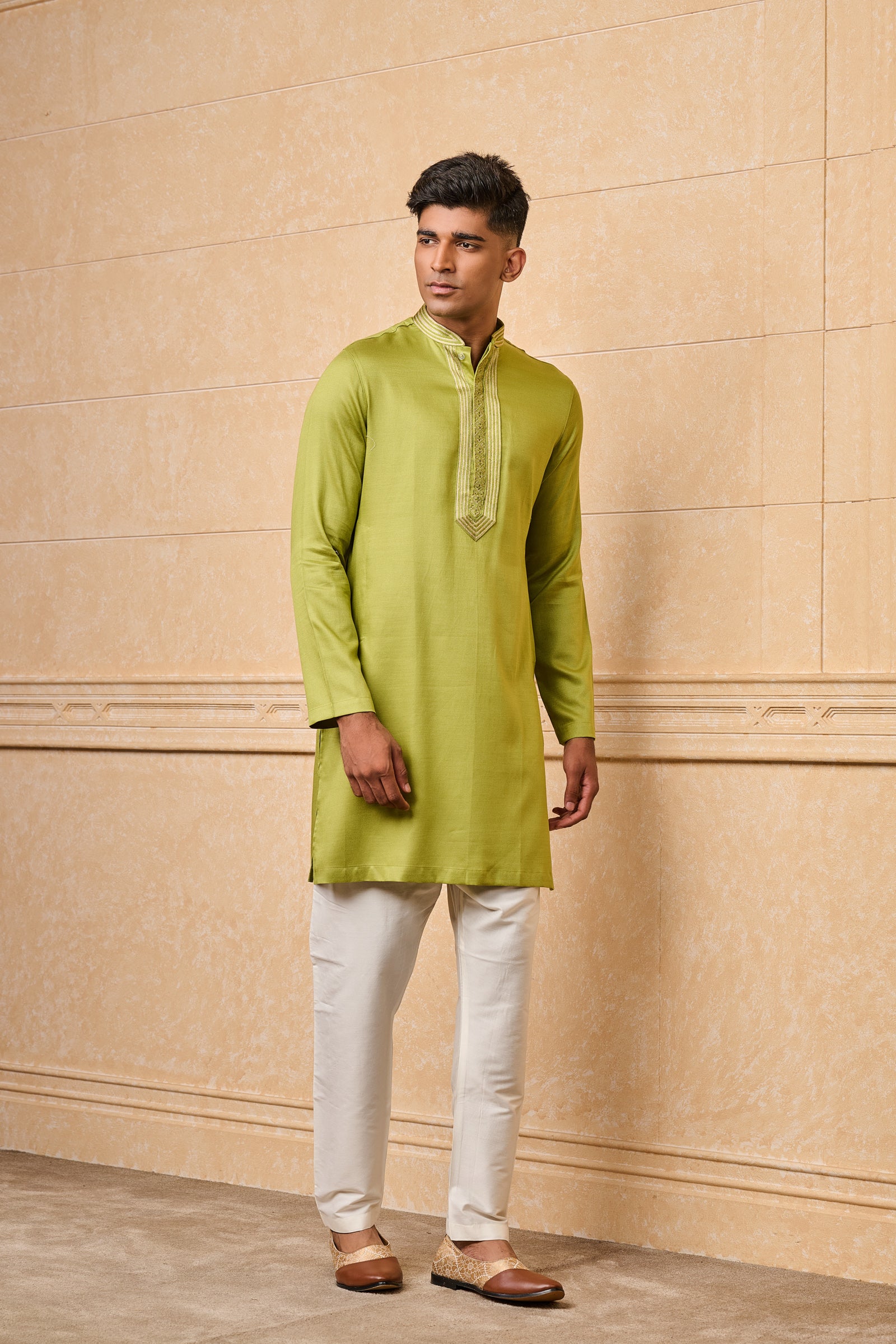 Light Green Embroidered Jacquard Kurta Set