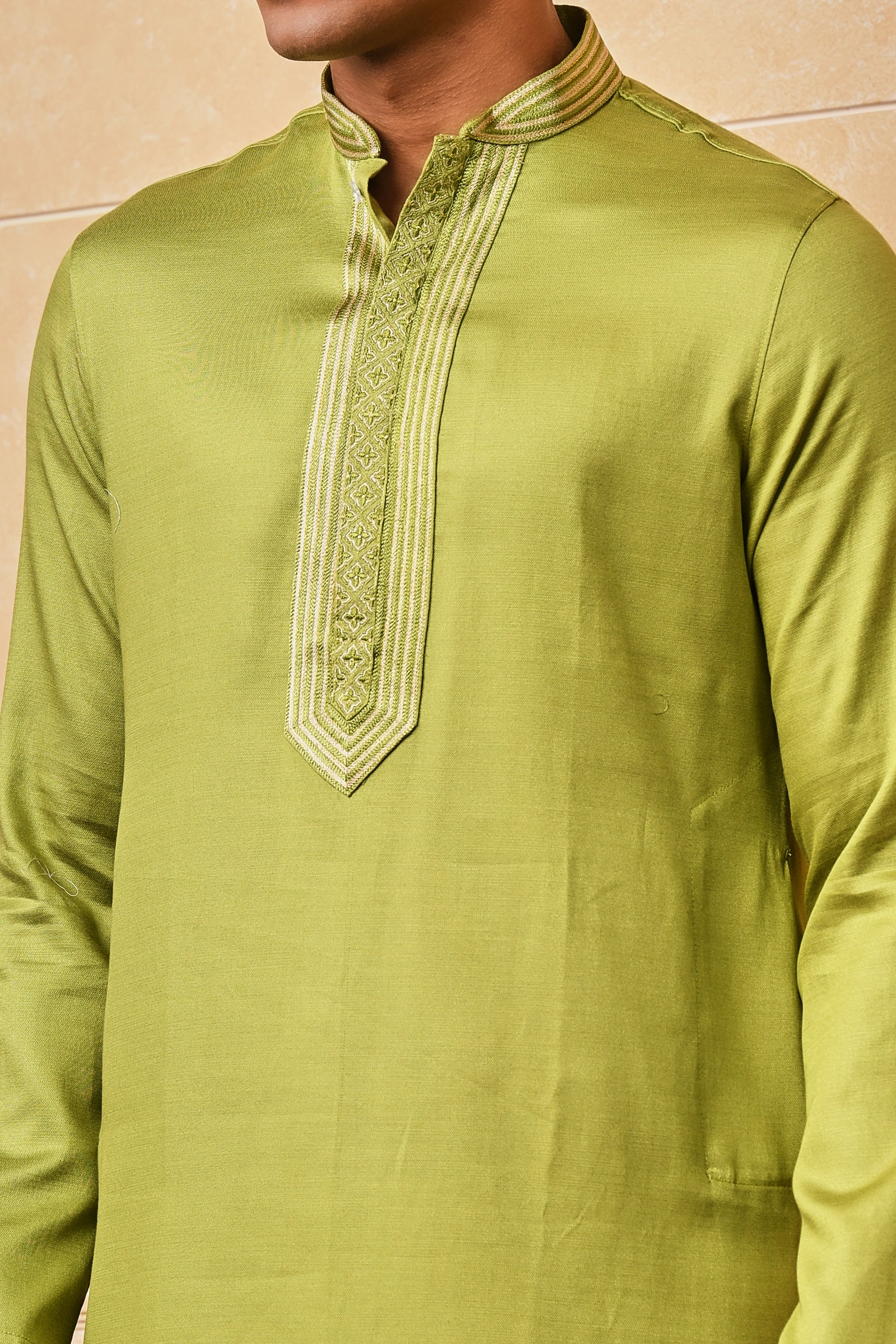 Light Green Embroidered Jacquard Kurta Set